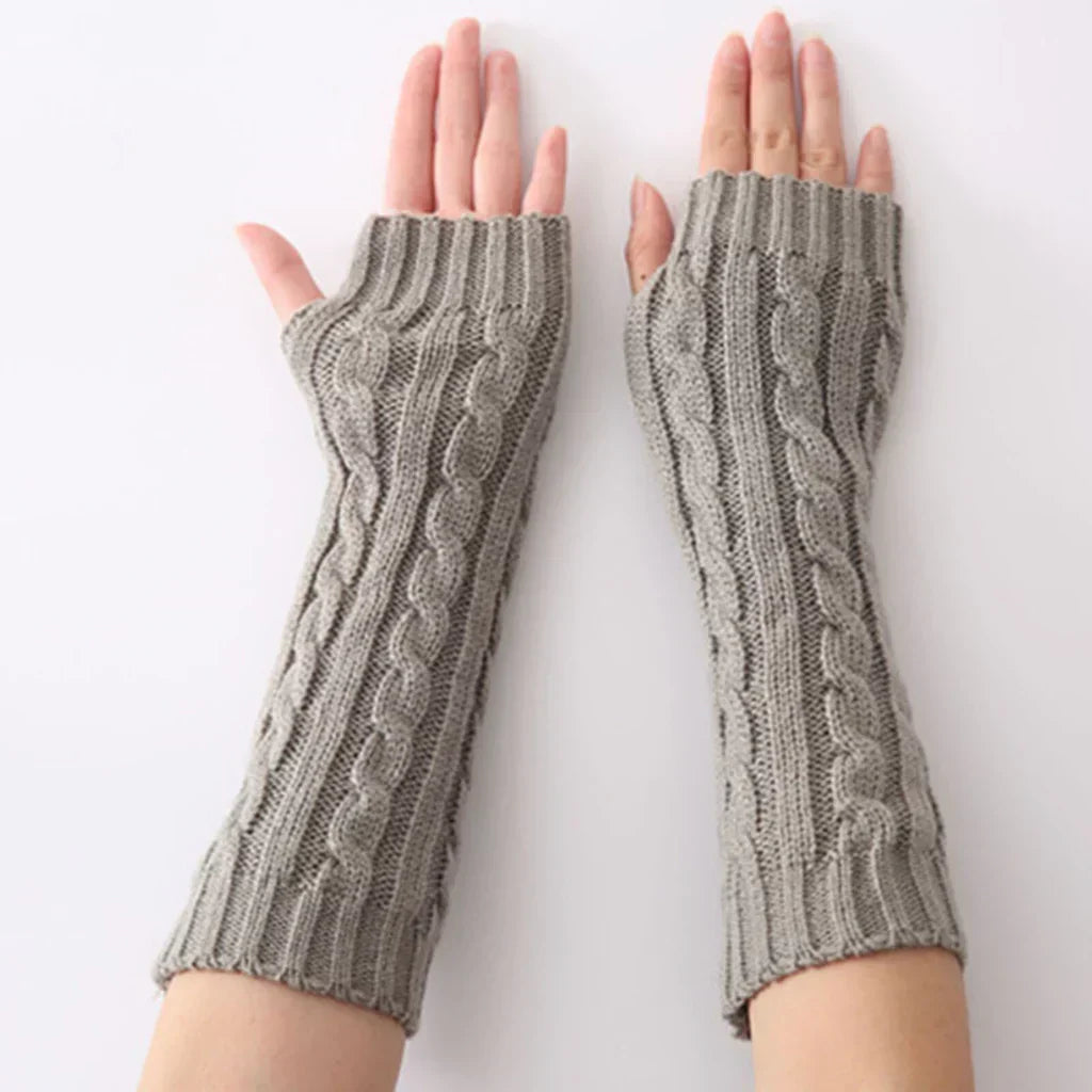Lange fingerlose Strickhandschuhe (30 cm)