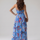 Nori | Halter Neck Rüschentop Floral Maxi Kleid