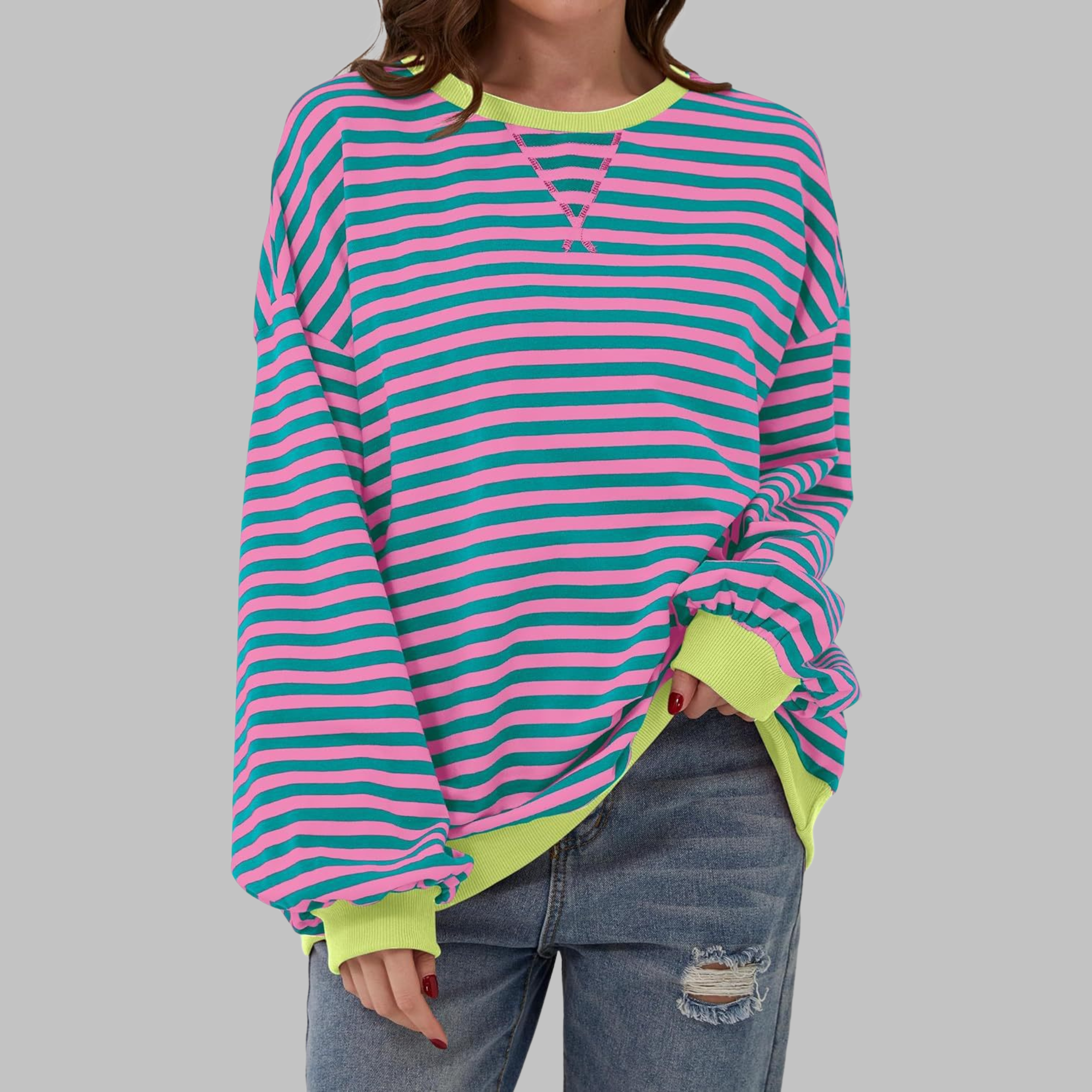 LUKA™ - Gestreiftes Langarm-Casual-Sweatshirt mit Rundhalsausschnitt