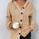 Mia | Damen Kapuzenstrickjacke mit Knöpfen