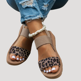Damen Stylische Leopardenmuster Kreuzriemen Flache Sandalen für Ultimativen Komfort