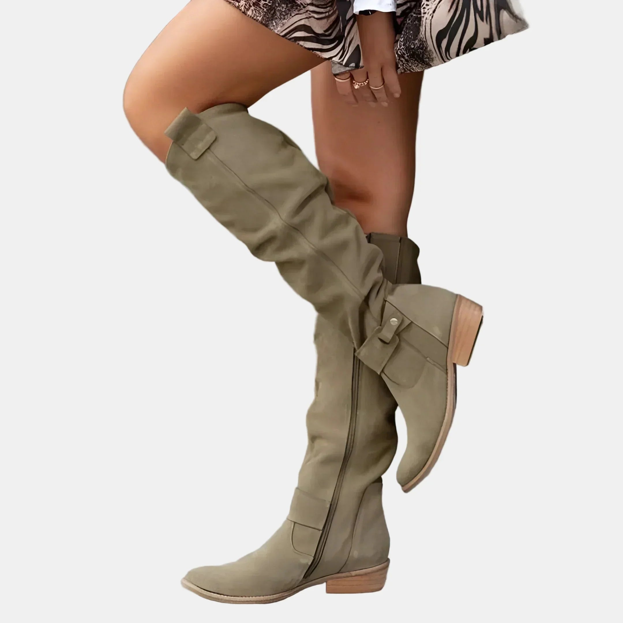 Avery | Damen Overknee-Stiefel mit niedrigem Absatz