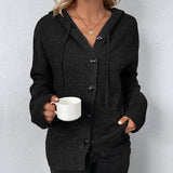 Mia | Damen Kapuzenstrickjacke mit Knöpfen
