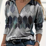 Bianca™ - Buntes Geometrisches Zip-Up Shirt