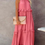 Sarah | Halter Rüsch Maxi Kleid (Fast ausverkauft)