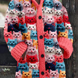 Isabella - Bunt gestrickte Katzen Strickjacke