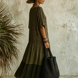 Damen V-Ausschnitt Maxikleid mit Leopardenmuster