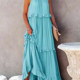 Sarah | Halter Rüsch Maxi Kleid (Fast ausverkauft)