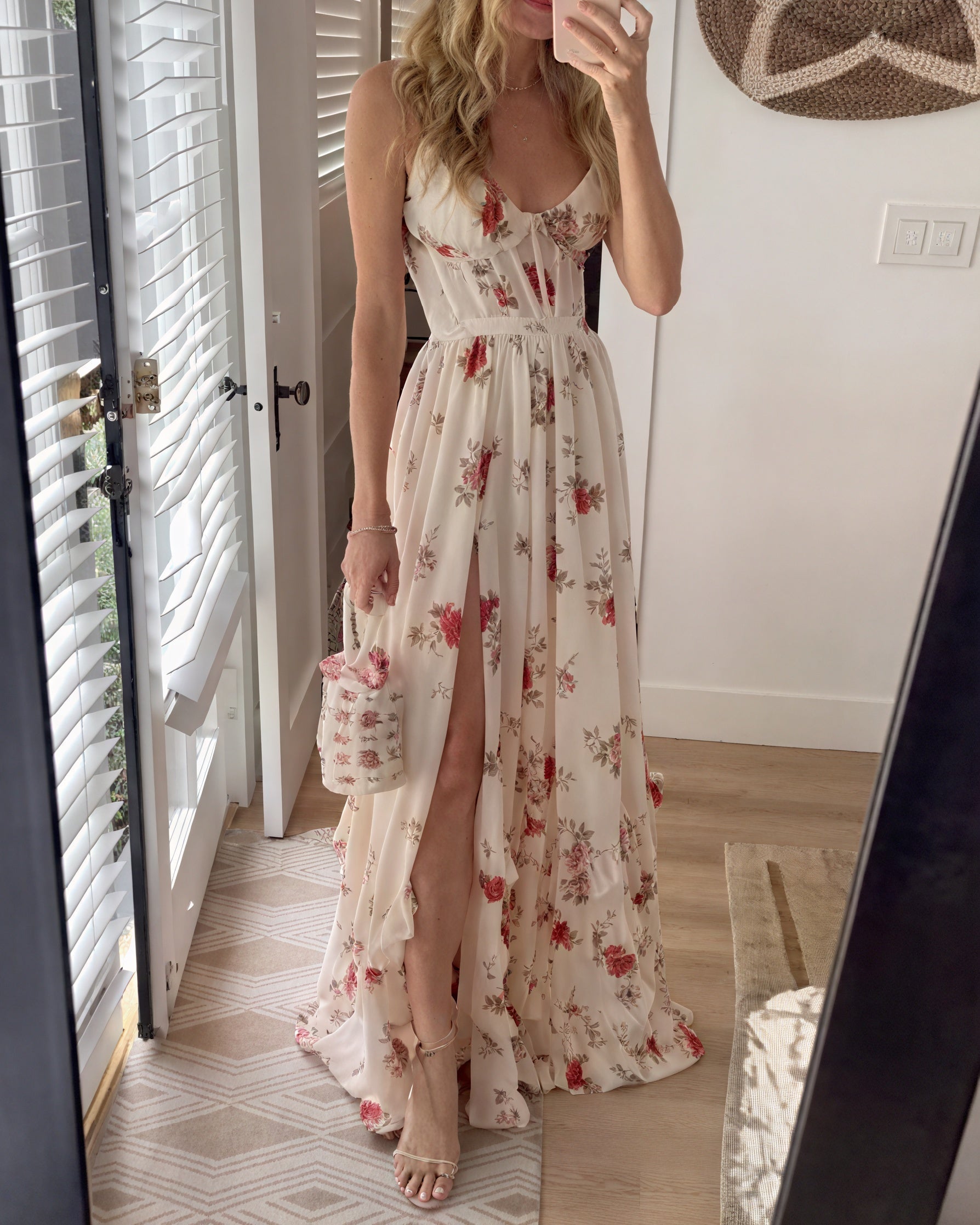 Damen Floral Maxi Kleid mit Seitenschlitz