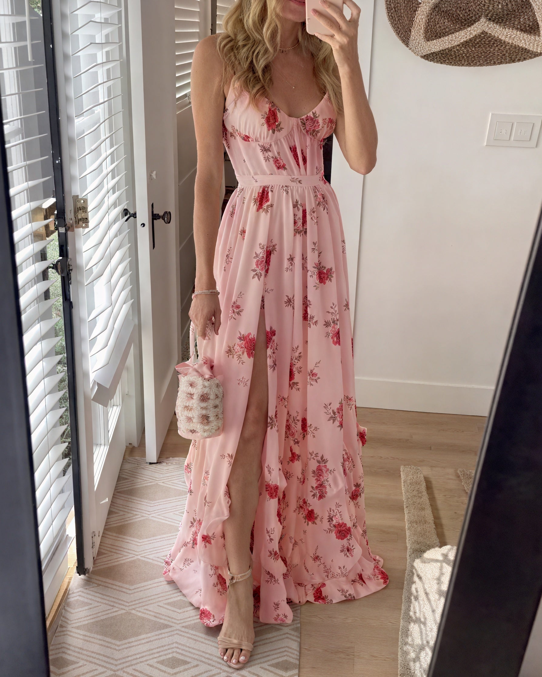 Damen Floral Maxi Kleid mit Seitenschlitz