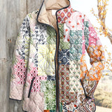 Damenjacke mit Blumenmuster, lässig, gesteppte