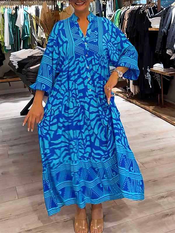 Mira | V-Aussachnitt Gedrucktes Kleid (Fast ausverkauft)