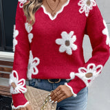 Lory™ - Eleganter V-Ausschnitt Floral Pullover