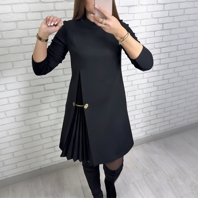 Stylisches Langarmkleid mit gefältelten Details