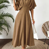Damen Midikleid mit V-Ausschnitt