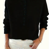 Caroline - Solider Pullover Mit Halber Knopfleiste