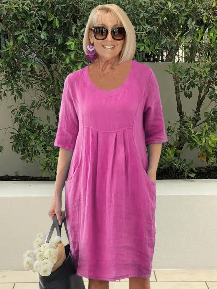 Lena™ - Entspanntes Faltenkleid mit Taschen