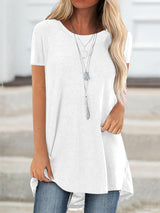 Faye™ - Lässiges Longline Crew Neck T-Shirt