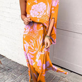 Rosie Maxikleid mit einem Schulterdesign und bedrucktem Saum