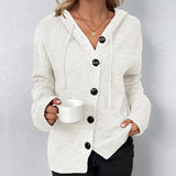 Mia | Damen Kapuzenstrickjacke mit Knöpfen
