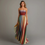 Judith™ | Damen Farbige Plissierte Trägerlose Maxikleid für den Sommer