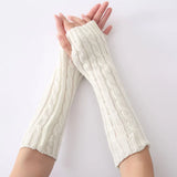 Lange fingerlose Strickhandschuhe (30 cm)
