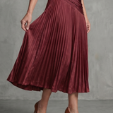 Theodora | Plissierter Taillenstreifen Midi-Kleid