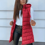 Romy | Lange Pufferweste mit Kapuze