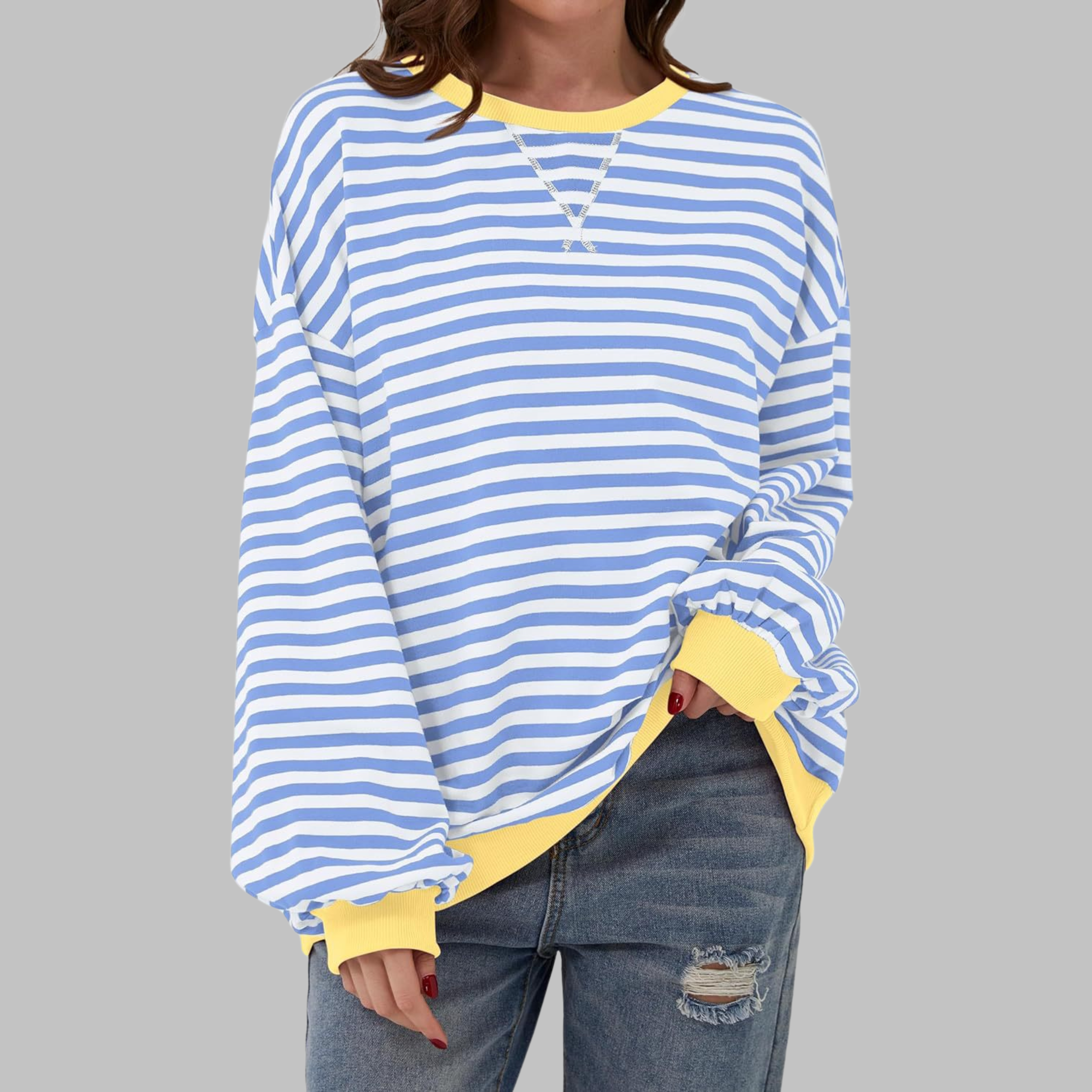 LUKA™ - Gestreiftes Langarm-Casual-Sweatshirt mit Rundhalsausschnitt