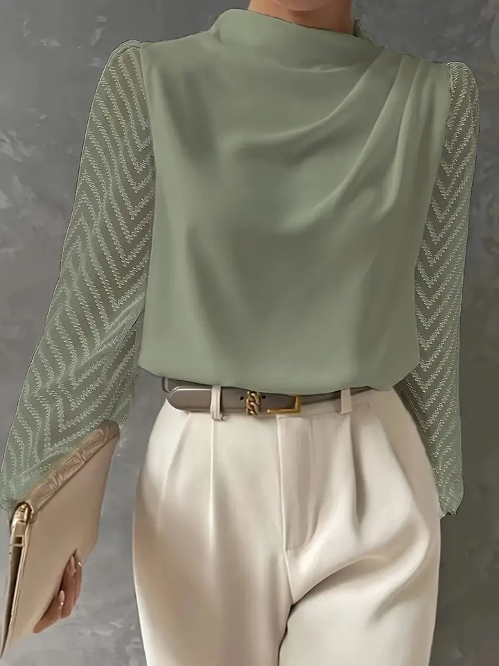 Samanta® | Bluse mit Illusionsärmeln und gerafftem Mocha-Ausschnitt