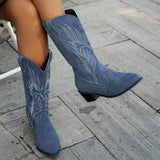 Adaeze | Damen Westernstiefel mit weitem Schaft und Blockabsatz