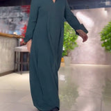 Eleanor - Lockeres Langes Kleid Mit Revers Und Seitenschlitz