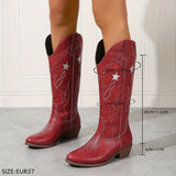 Eadith | Damen Westernstiefel mit weitem Schaft und Sternstickerei