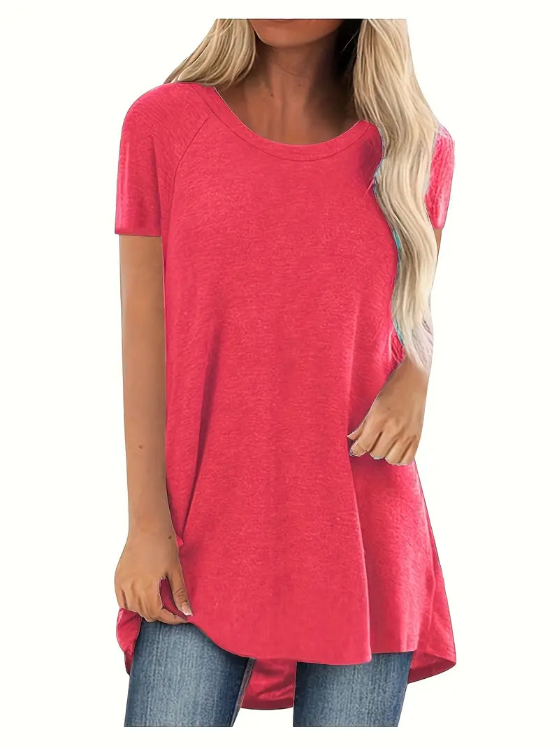 Faye™ - Lässiges Longline Crew Neck T-Shirt