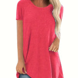 Faye™ - Lässiges Longline Crew Neck T-Shirt