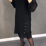 Niklas - Damen Kleid Mit Rundhalsausschnitt Und Fester Farbe