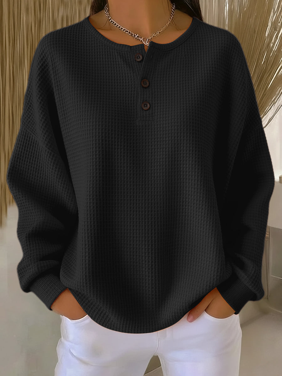 Anne™ - Gemütliches Sweatshirt mit Waffelstrick und Kragen