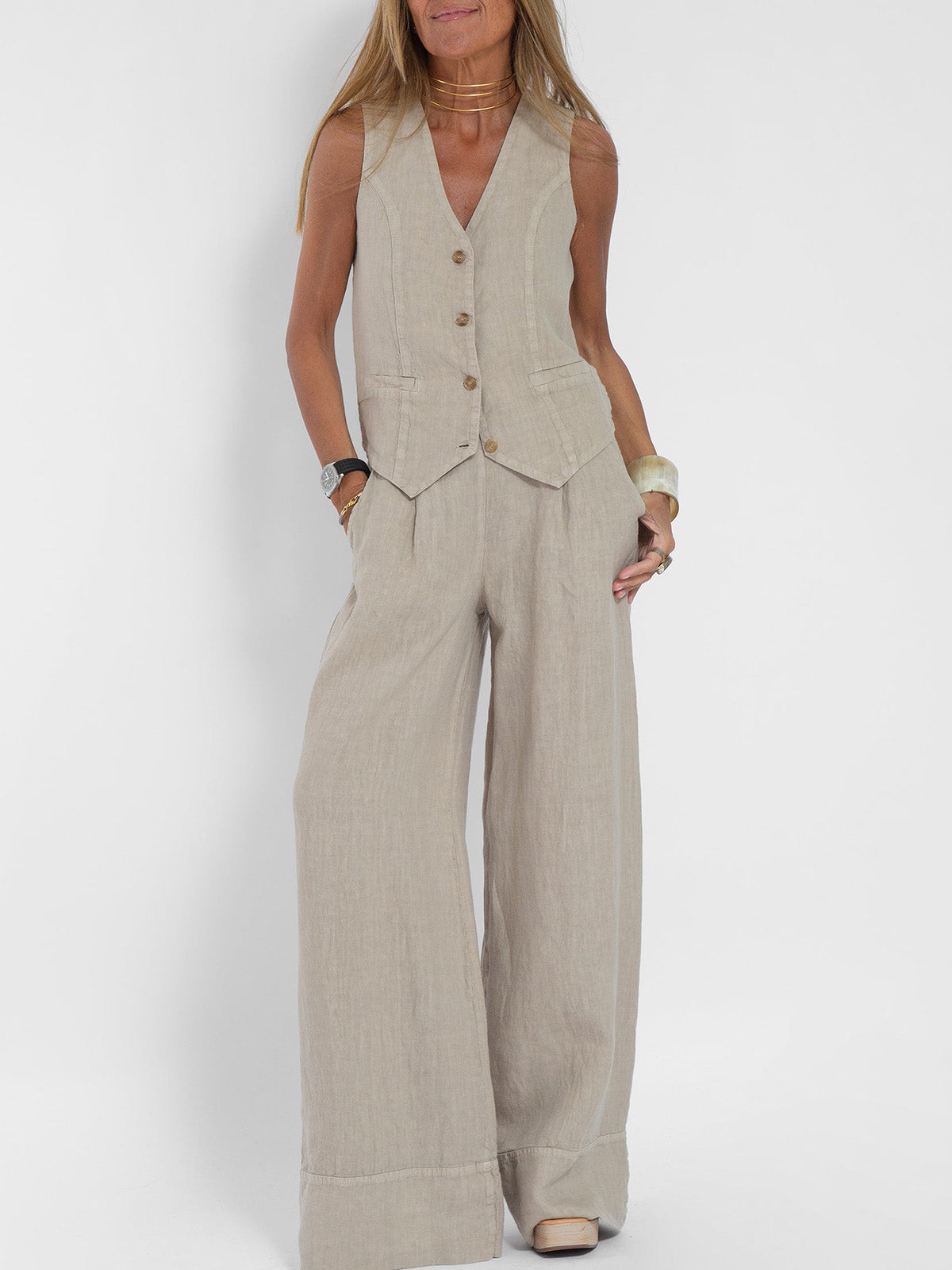 Ella | Weste Weite Hosen Set (Fast ausverkauft)