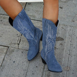 Adaeze | Damen Westernstiefel mit weitem Schaft und Blockabsatz