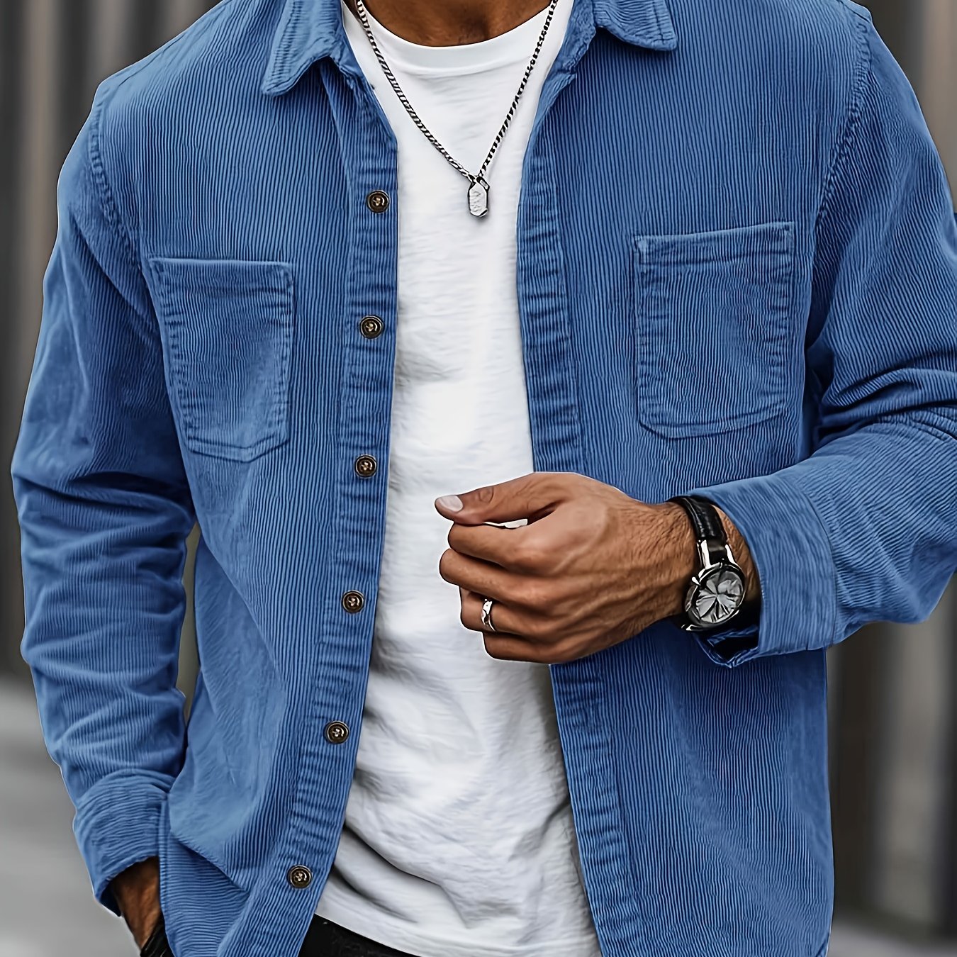 Bryce | Herren Langarm-Overshirt mit Taschen und Knöpfen