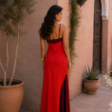 Damen Maxikleid mit Neckholder und Seitenschlitz
