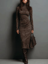 Mildred™ Chic Wildleder Maxi-Kleid