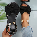 Schicke Knöchelriemen-Sandalen, verziert mit Perlen