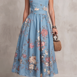 Noirelle | Damen Ärmelloses Blumenkleid Midi