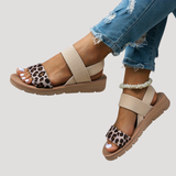 Damen Stylische Leopardenmuster Kreuzriemen Flache Sandalen für Ultimativen Komfort