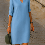 Elvy™ - Elegantes V-Ausschnitt Kleid