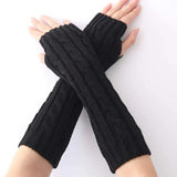 Lange fingerlose Strickhandschuhe (30 cm)