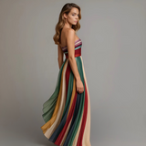 Judith™ | Damen Farbige Plissierte Trägerlose Maxikleid für den Sommer