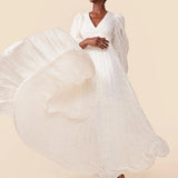 Florie | Elegantes langes V-Ausschnitt-Kleid