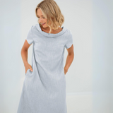 Fenna | Damen Mini Kleid mit kurzen Ärmeln und Taschen